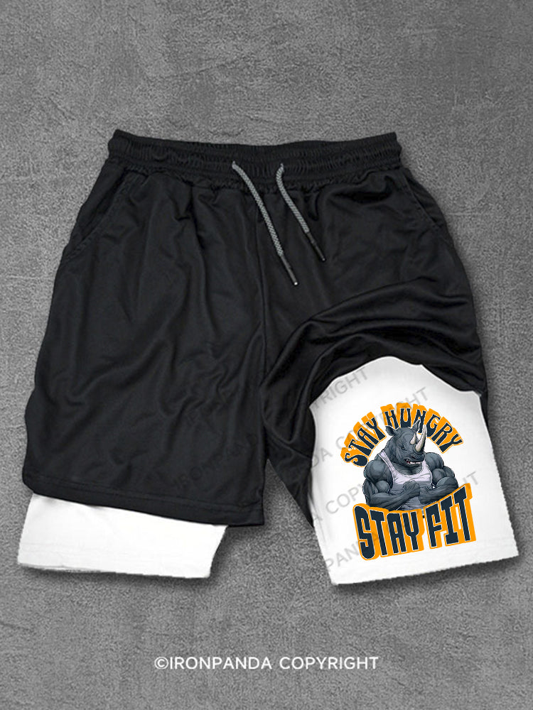 Stay Hungry Stay Fit Gym Motivation Performance Training Shorts