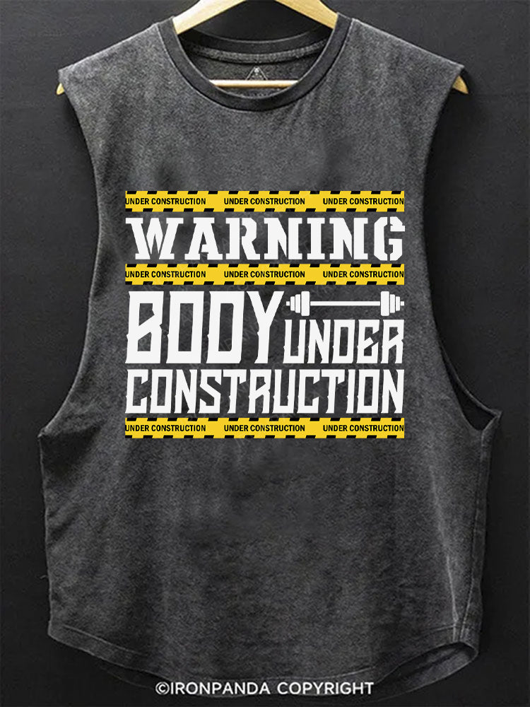 WARNING BODY UNDER CONSTRUCTION SCOOP BOTTOM COTTON TANK