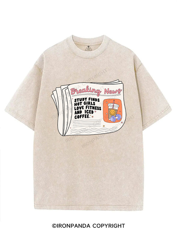 STUDY FINDS HOT GIRLS LOVE FITNESS AND ICED COFFEE VINTAGE GYM SHIRT