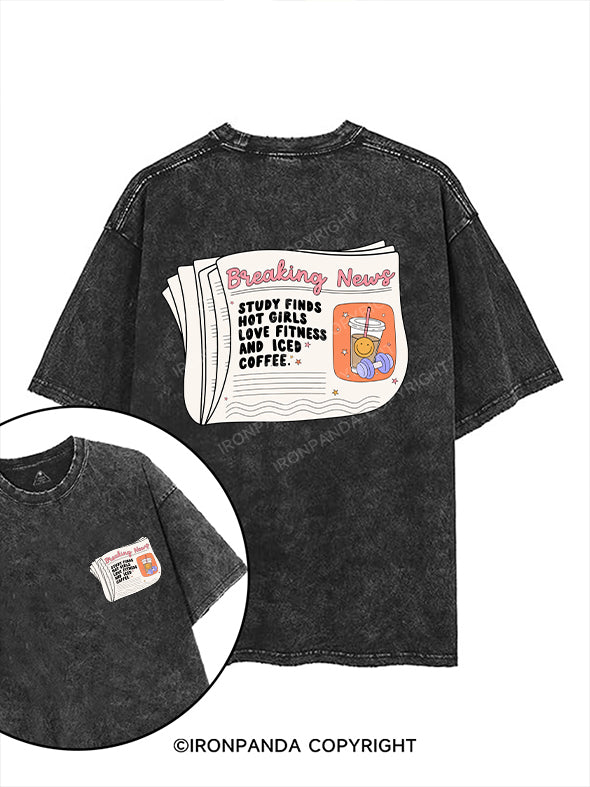 STUDY FINDS HOT GIRLS LOVE FITNESS AND ICED COFFEE printed Gym Shirt