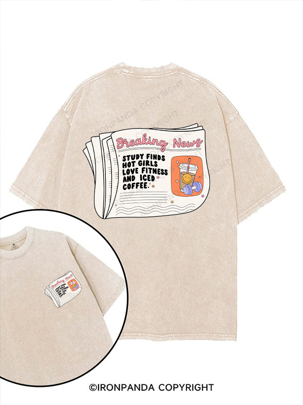 STUDY FINDS HOT GIRLS LOVE FITNESS AND ICED COFFEE printed Gym Shirt