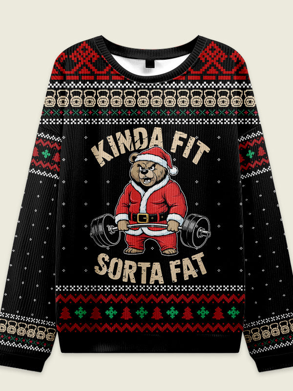 IRONPANDA  Kinda Fit  Sorta Fat Fitness Theme Ugly Sweater