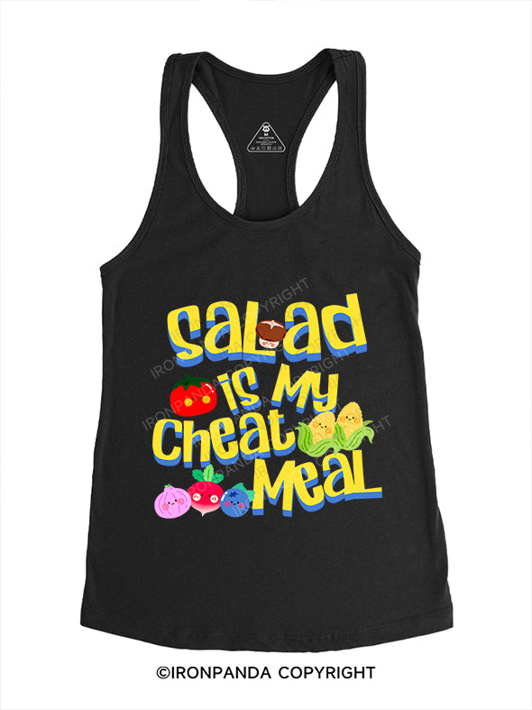 salad is my cheat meal Gym Racerback Tank