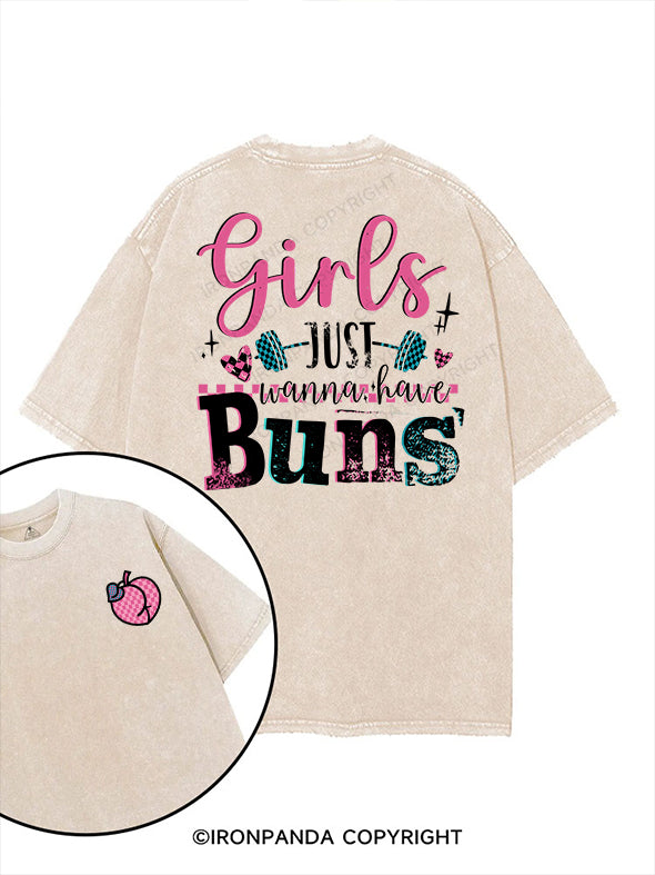 Girls just wanna have buns printed Gym Shirt