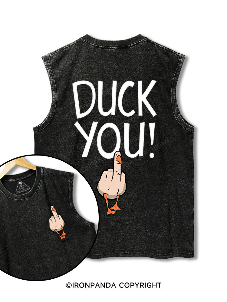 duck you printed Washed Gym tank