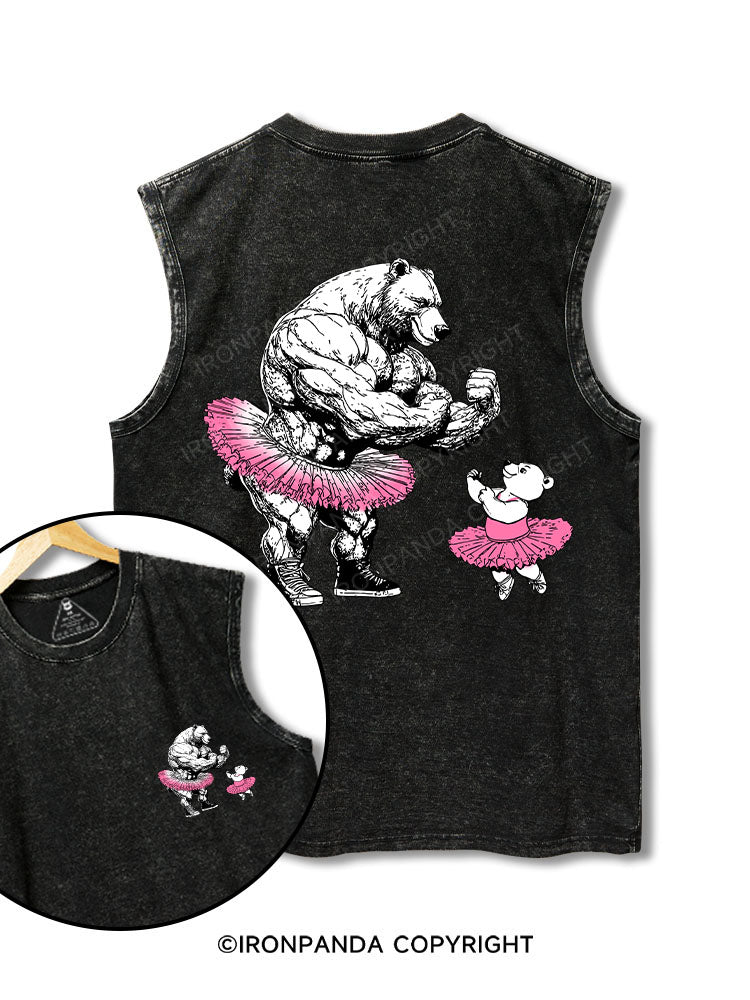 ballet gym daddy printed Washed Gym tank