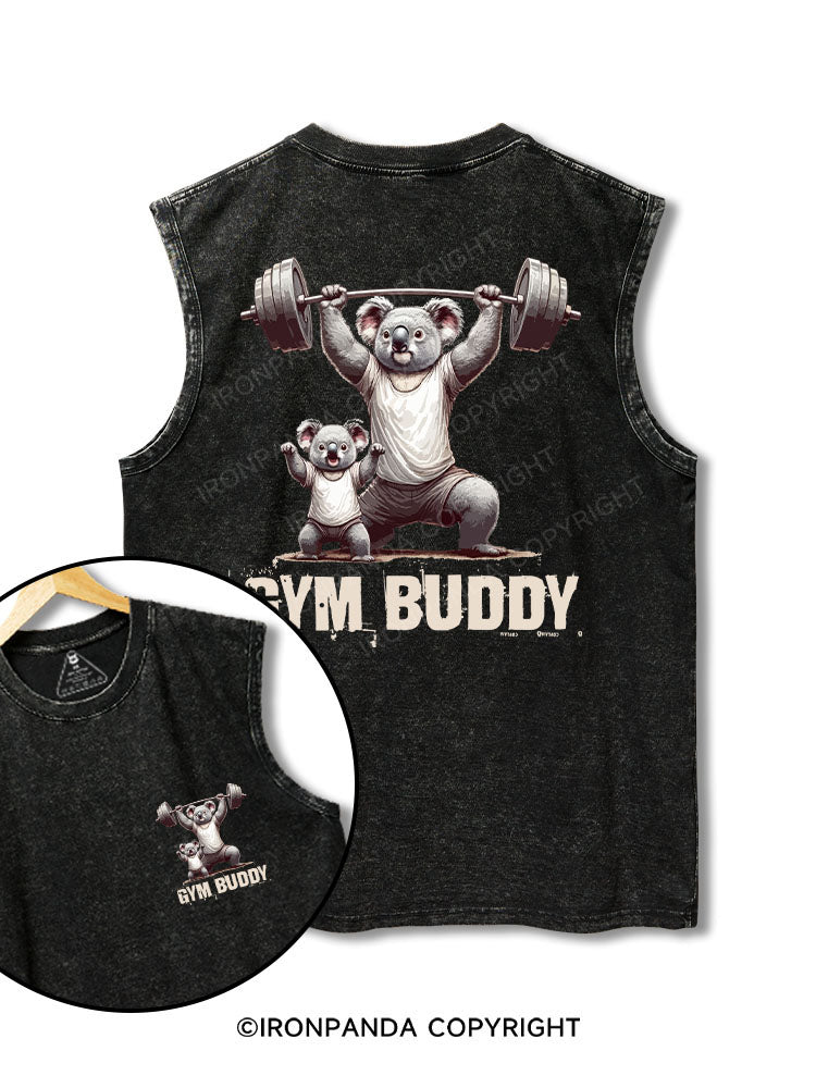 koala gym buddy printed Washed Gym tank