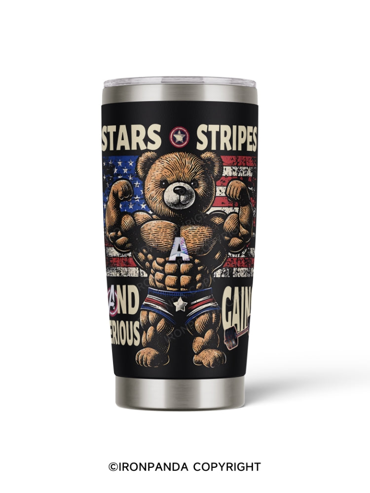 STARS STRIPES AND SERIOUS GAINS 20oz Tumbler