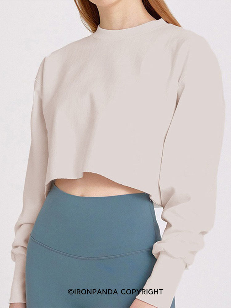 Apricot Cotton Long-Sleeve Crop Top