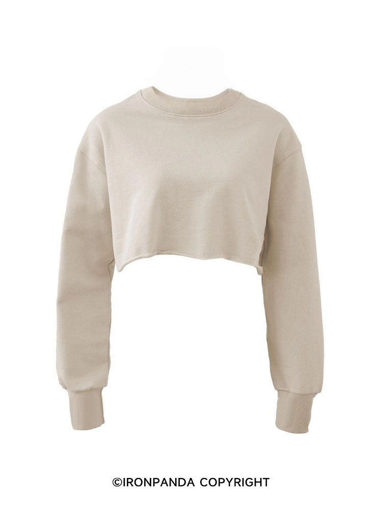 Apricot Cotton Long-Sleeve Crop Top