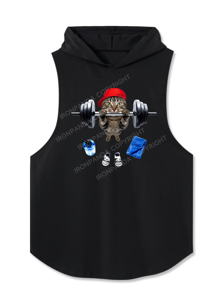 Weightlifting Cat  Hooded Tank