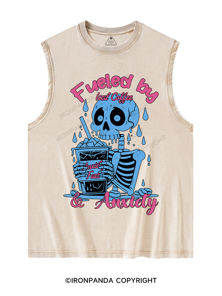 FUELED BY ICED COFFEE & ANXIETY Washed Tank