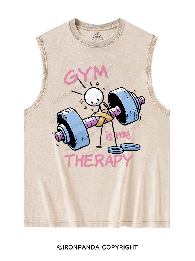 GYM IS MY THERAPY Washed Tank