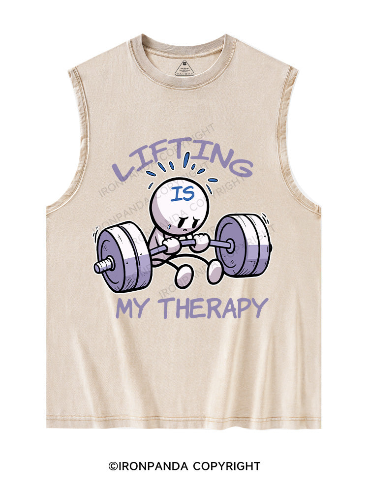 LIFTING IS MY THERAPY Washed Tank