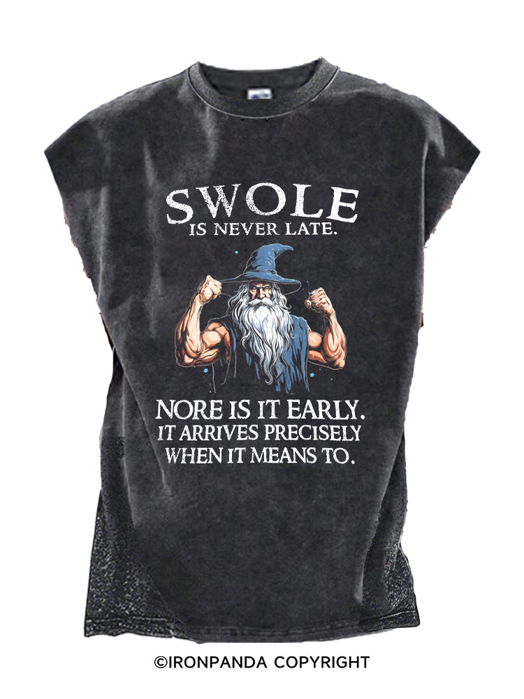 SWOLE IS NEVER LATE Cut Off Tank