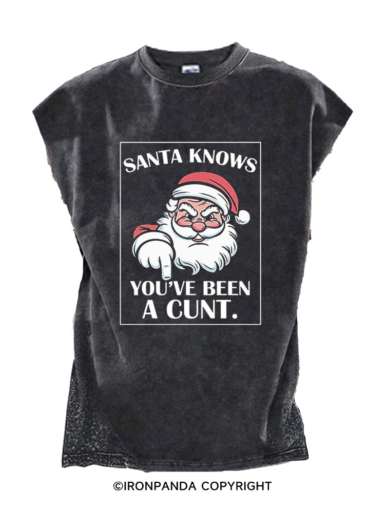 SANTA KNOWS YOU'VE BEEN A CUNT Cut Off Tank