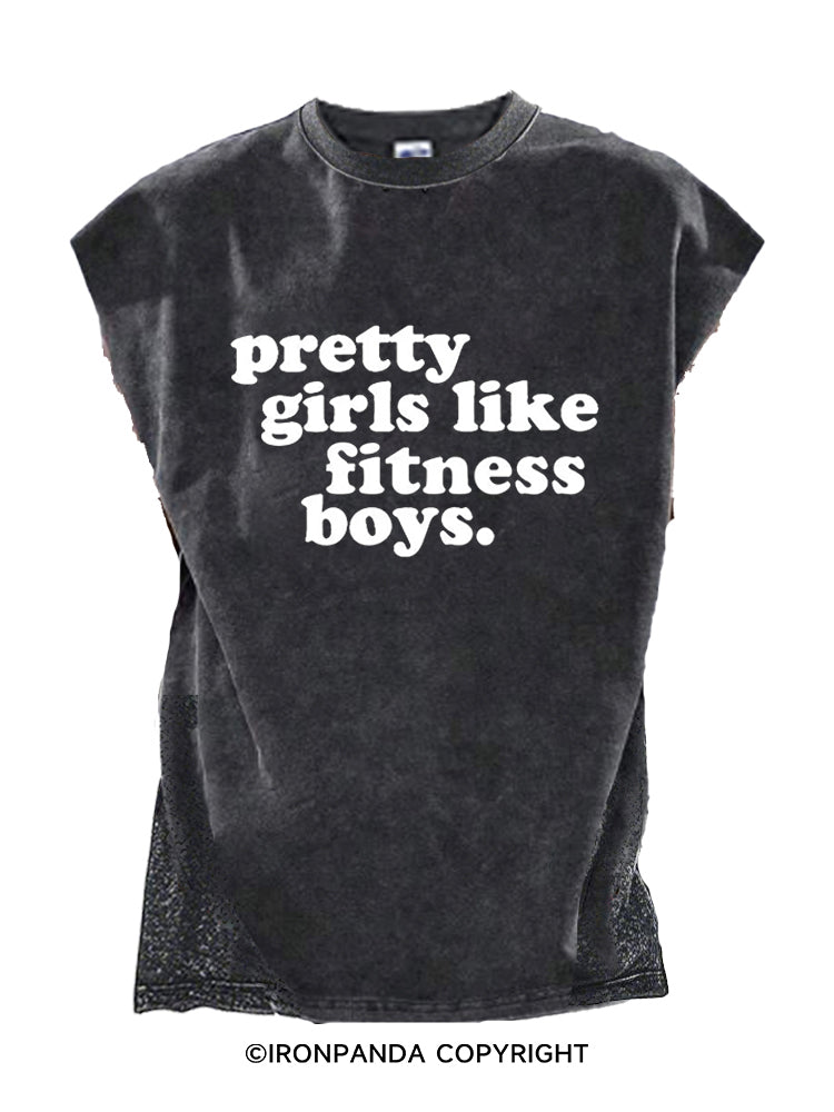 pretty girls like fitness boys Cut Off Tank