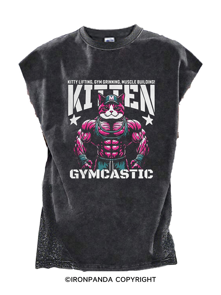 Kitty lifting gym grinning muscle building! Cut Off Tank