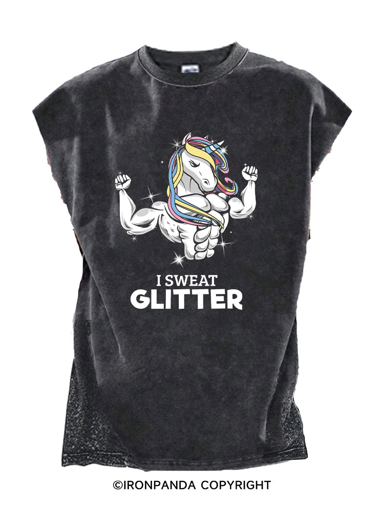 I SWEAT GLITTER Cut Off Tank