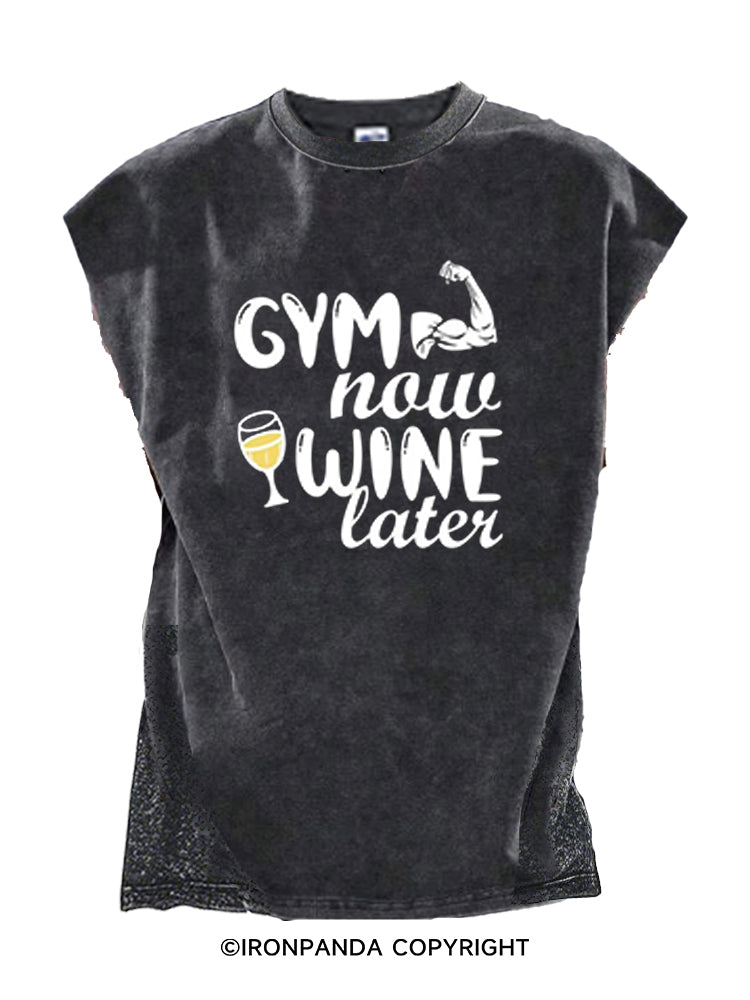 GYM NOW WINE LATER Cut Off Tank