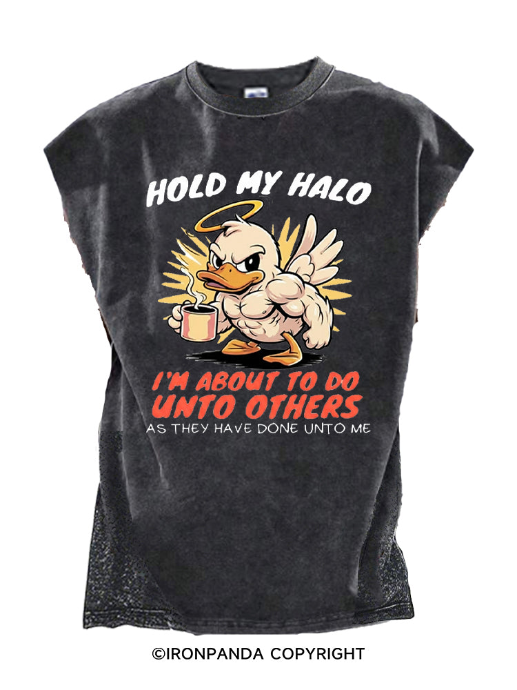 HOLD MY HALO Cut Off Tank