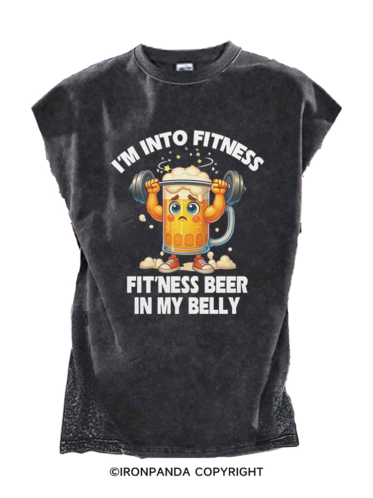 I'M INTO FITNESS FIT'NESS BEER IN MY BELLY Cut Off Tank