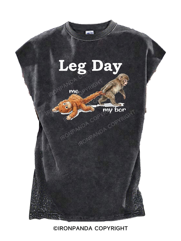 leg day monkey Cut Off Tank