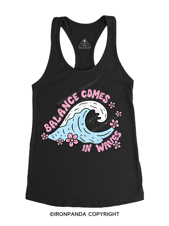 Balance Comes in Waves Printed Washed Gym Hoodie Gym Racerback Tank