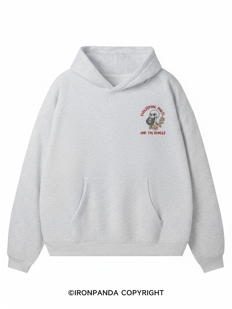 EVERYTHING HURTS AND I'M HANGRY Premium Fleece Gym Hoodie