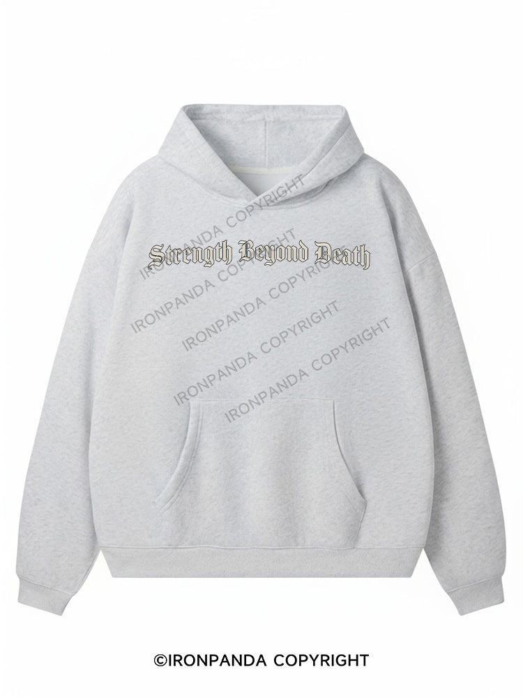 STRENGTH BEYOND DEATH Premium Fleece Gym Hoodie