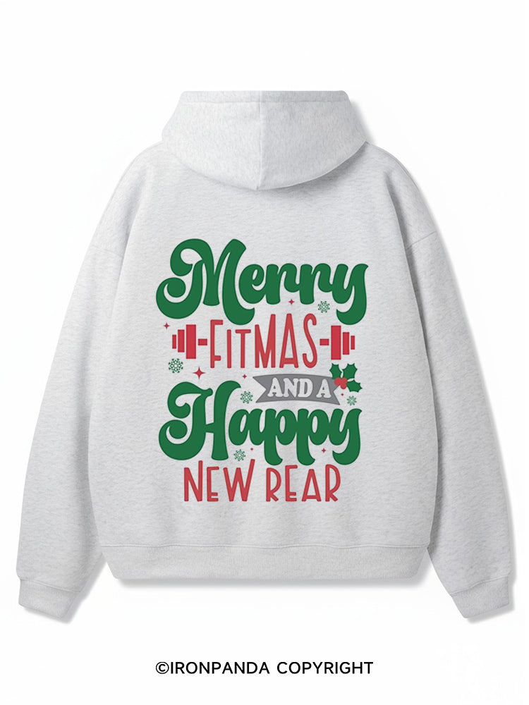 Merry Fitmas and a Happy New Rear Premium Fleece Gym Hoodie