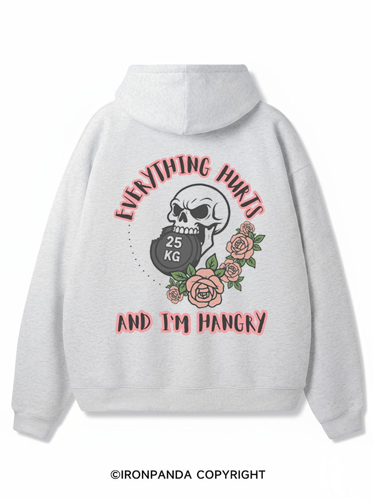 EVERYTHING HURTS AND I'M HANGRY Premium Fleece Gym Hoodie