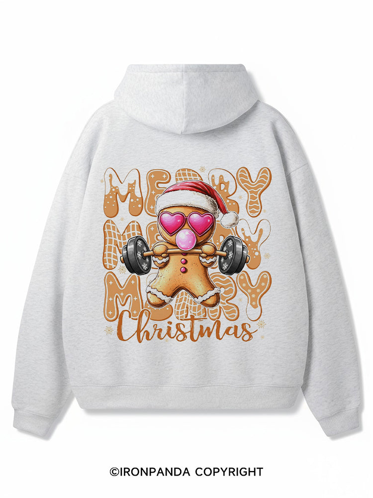 MERRY MERRY MERRY CHRISTMAS Premium Fleece Gym Hoodie