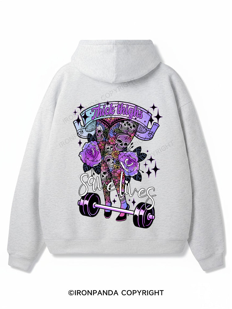 THICK THIGHS SAVE LIVES Premium Fleece Gym Hoodie