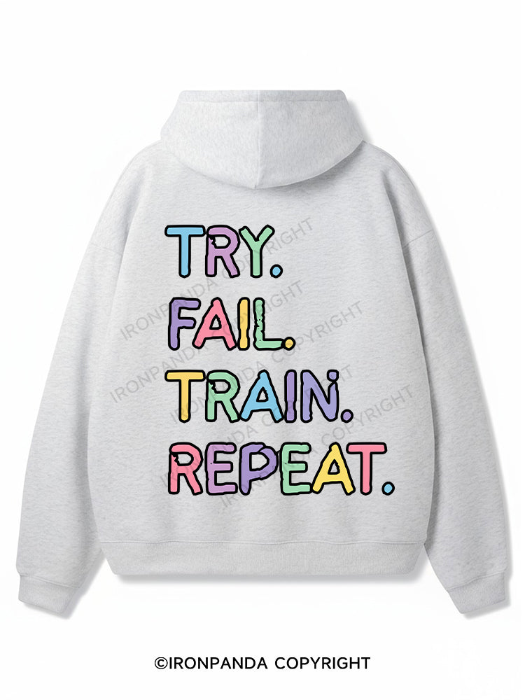 TRY FAIL TRAIN REPEAT Premium Fleece Gym Hoodie
