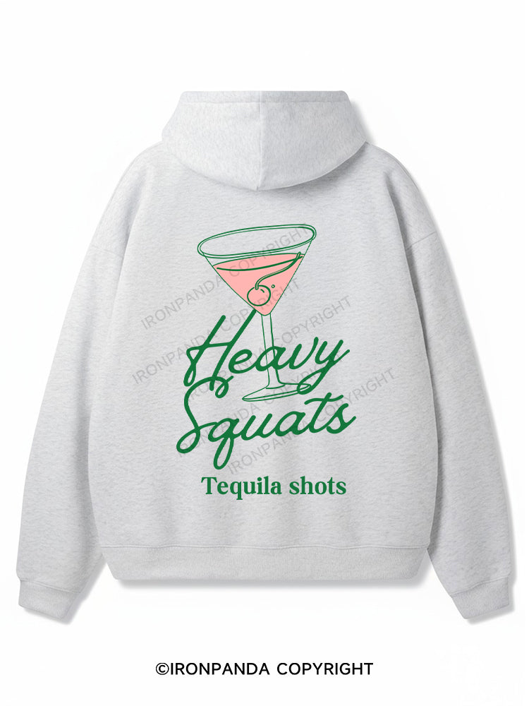 HEAVY SQUATS TEQUILA SHOTS Premium Fleece Gym Hoodie