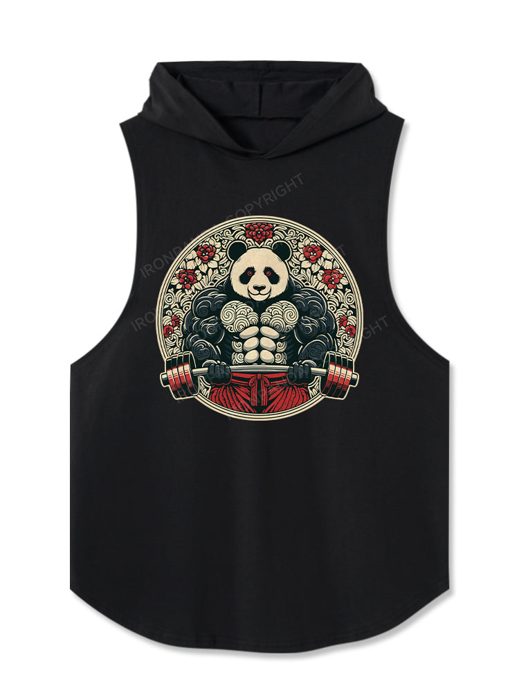 panda Lifting Weights Washed Hooded Tank