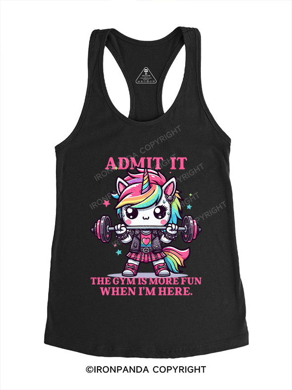 ADMIT  IT. Printed Washed Gym Hoodie Gym Racerback Tank