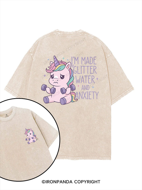 I’M MADE OF GLITTER WATER AND ANXIETY printed Gym Shirt