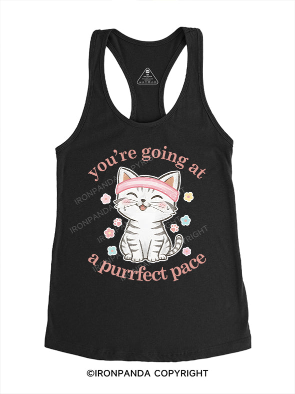 You’re going at a purrfect pace Gym Racerback Tank