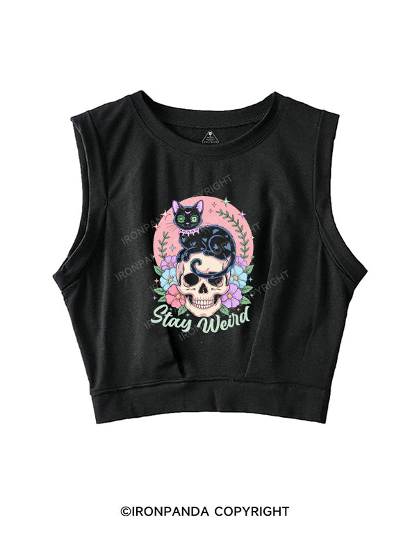 STAY WEIRD SLEEVELESS CROP TOPS