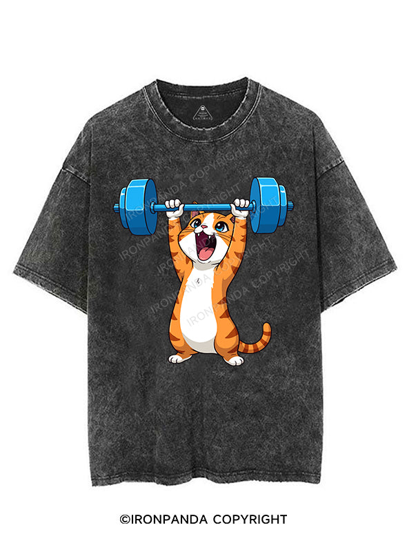 gym cat VINTAGE GYM SHIRT