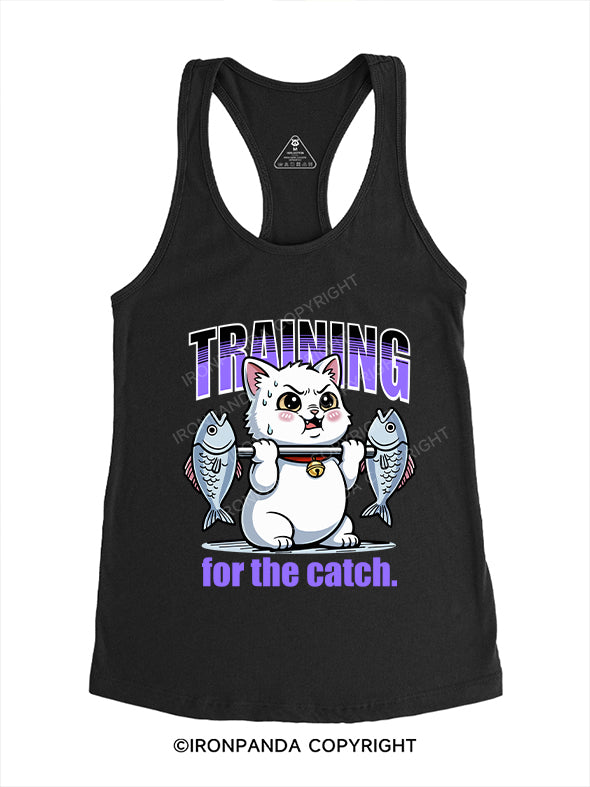 training for the catch Gym Racerback Tank
