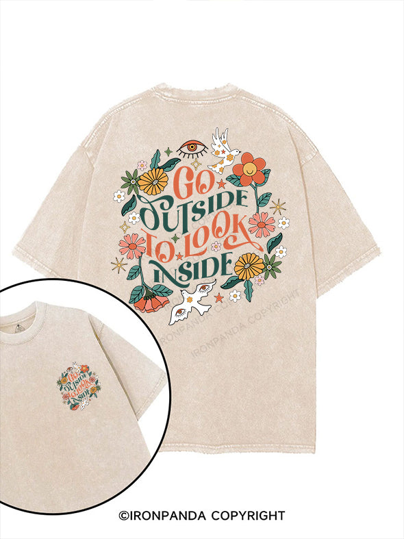 GO OUTSIDE TO LOOK INSIDE printed Gym Shirt
