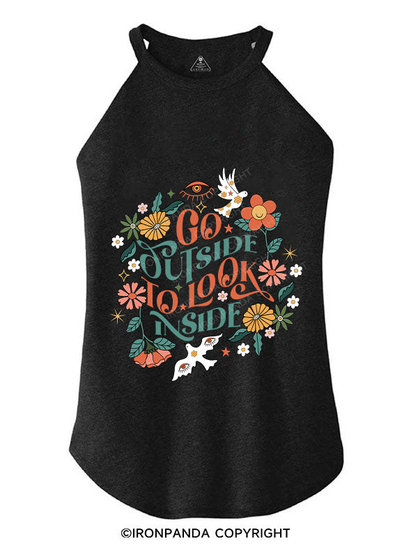 GO OUTSIDE TO LOOK INSIDE TRI ROCKER COTTON TANK