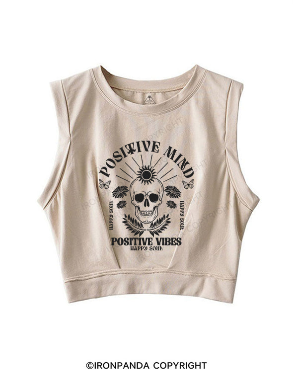 POSITIVE MIND POSITIVE VIBES SLEEVELESS CROP TOPS