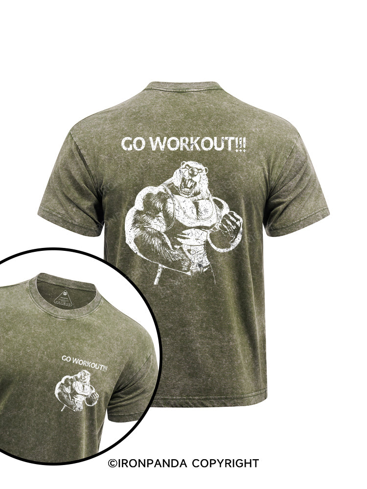 go workout printed Washed Gym Shirt