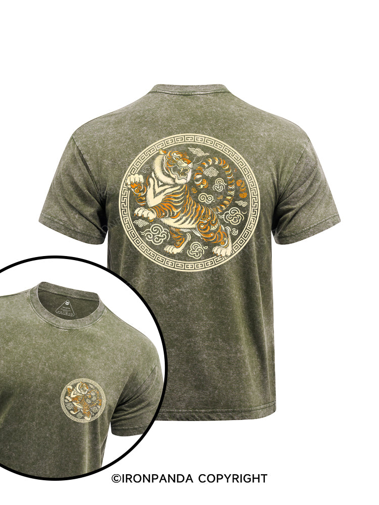 tiger printed Washed Gym Shirt