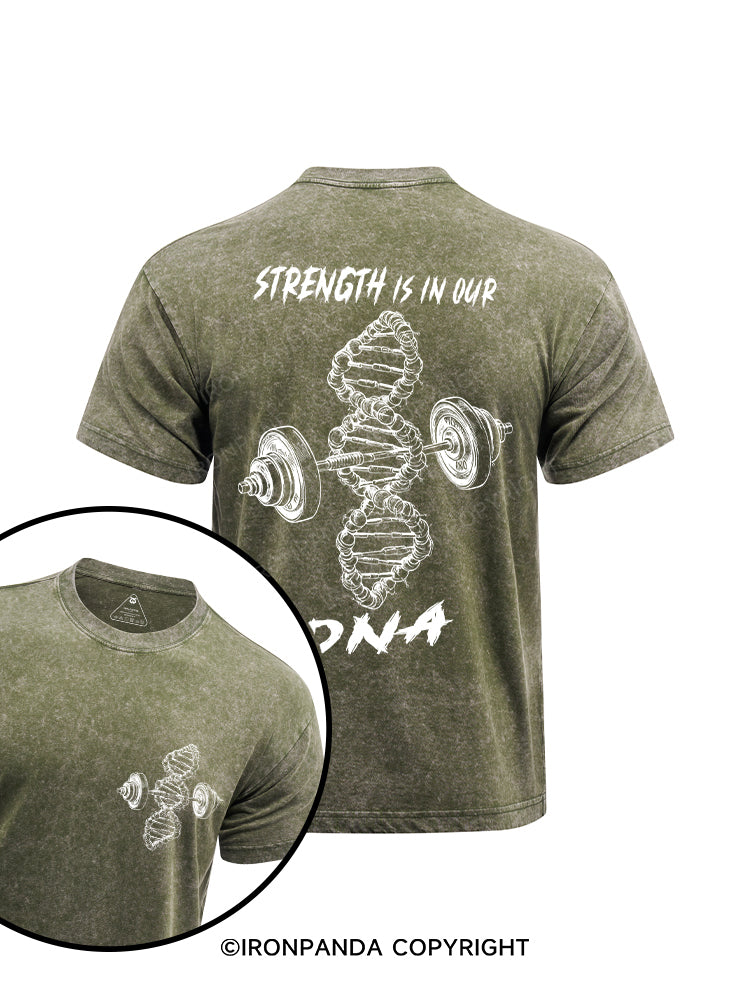 Strength is in our DNA printed Washed Gym Shirt