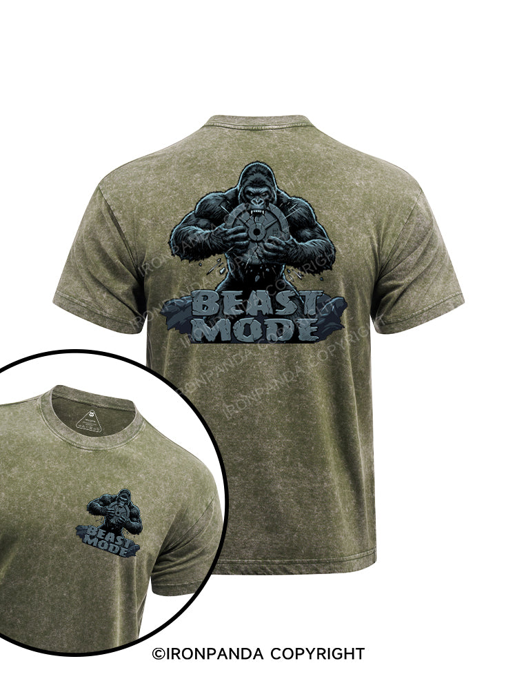 BEAST MOD printed Washed Gym Shirt